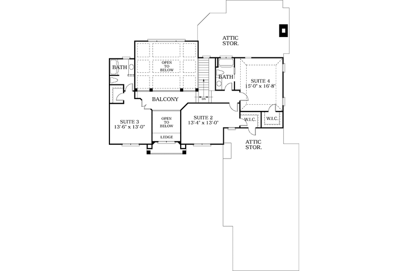 Home Plan - Floor Plan - Upper Floor for Mediterranean House Plan #453-353 - 4 bed, 3.5 bath