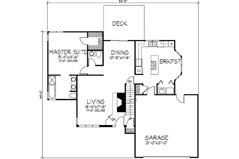 Home Plan - Floor Plan - Main Floor for Contemporary House Plan #320-569 - 3 bed, 2.5 bath