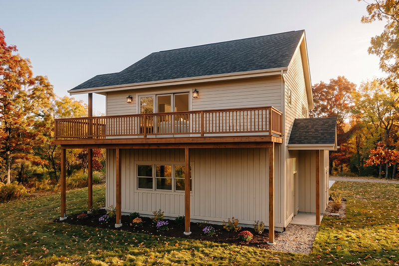 House Plan Design - Exterior - Rear Elevation for Farmhouse House Plan #1099-24 - 1 bed, 1 bath