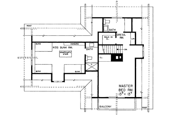 Floor Plan - Upper Floor for Contemporary House Plan #72-630 - 4 bed, 3 bath