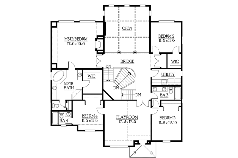 Home Plan - Floor Plan - Upper Floor for Craftsman House Plan #132-440 - 4 bed, 3.5 bath