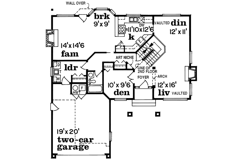 House Blueprint - Floor Plan - Main Floor for Mediterranean House Plan #47-1015 - 4 bed, 3 bath