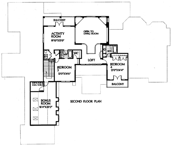 House Blueprint - Mediterranean Floor Plan - Upper Floor Plan #999-3