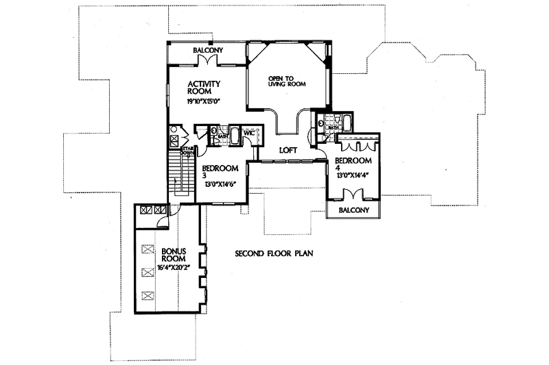Home Plan - Floor Plan - Upper Floor for Mediterranean House Plan #999-3 - 4 bed, 5.5 bath