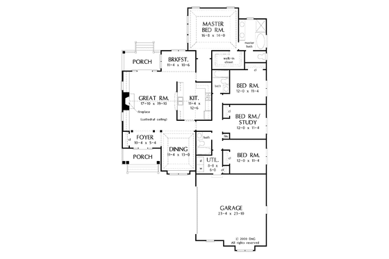 Floor Plan - Main Floor for Craftsman House Plan #929-565 - 4 bed, 3 bath