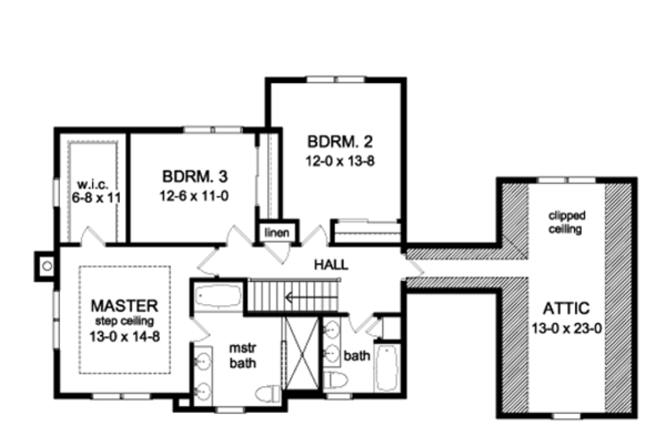 Traditional Floor Plan - Upper Floor Plan #1010-80