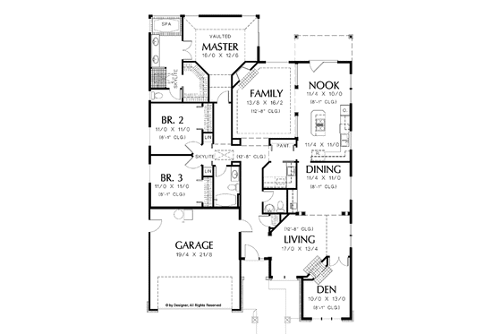 Floor Plan - Main Floor for Mediterranean House Plan #48-716 - 3 bed, 2.5 bath