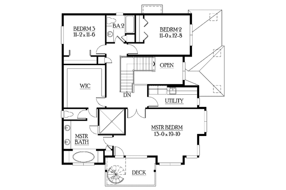 Floor Plan - Upper Floor for Prairie House Plan #132-471 - 4 bed, 3.5 bath