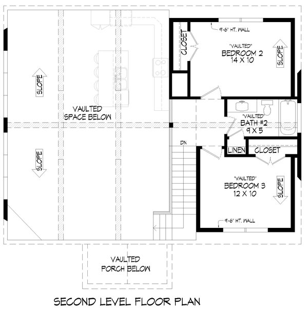 Southern Floor Plan - Upper Floor Plan #932-863