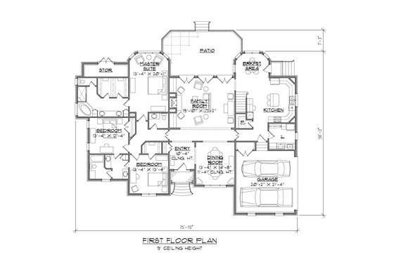 Floor Plan - Main Floor for European House Plan #1054-54 - 4 bed, 3.5 bath