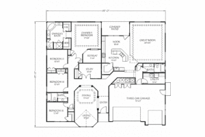 Floor Plan - Main Floor for Traditional House Plan #24-200 - 4 bed, 3 bath