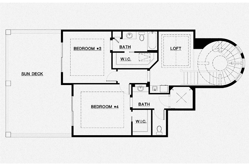 House Blueprint - Floor Plan - Upper Floor for Mediterranean House Plan #1017-104 - 4 bed, 4.5 bath