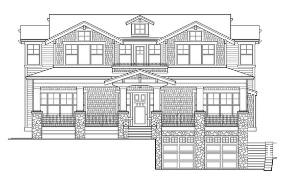 Exterior - Front Elevation 4 for Craftsman House Plan #132-465 - 5 bed, 5.5 bath