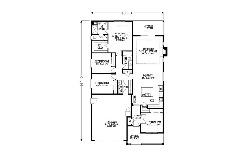 Home Plan - Floor Plan - Main Floor for Craftsman House Plan #53-515 - 3 bed, 2 bath