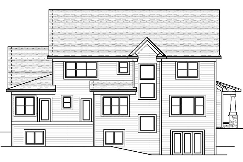 Home Plan - Exterior - Rear Elevation for European House Plan #51-647 - 4 bed, 2.5 bath