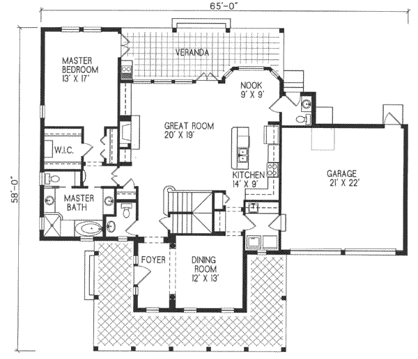 Colonial Floor Plan - Main Floor Plan #76-104