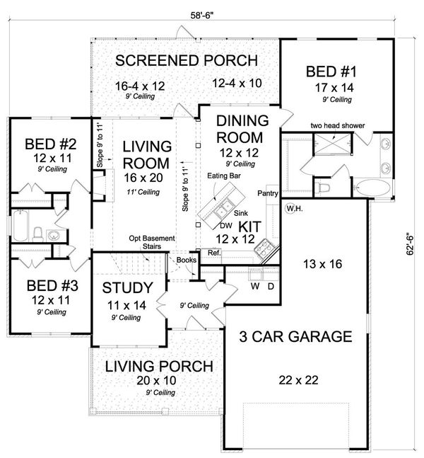 Traditional Floor Plan - Main Floor Plan #513-2064