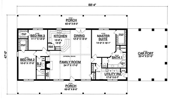 Architectural House Design - Ranch Floor Plan - Main Floor Plan #40-379