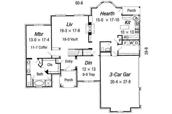 Floor Plan - Main Floor for European House Plan #329-117 - 4 bed, 2 bath