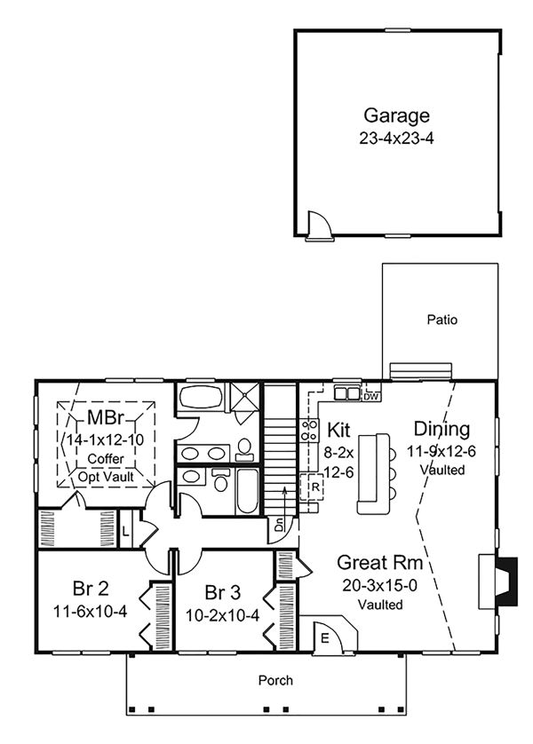 House Design - Ranch Floor Plan - Main Floor Plan #57-638