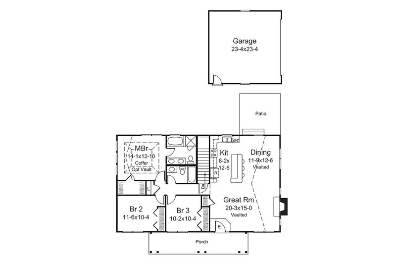 Home Plan - Floor Plan - Main Floor 1 for Ranch House Plan #57-638 - 3 bed, 2 bath