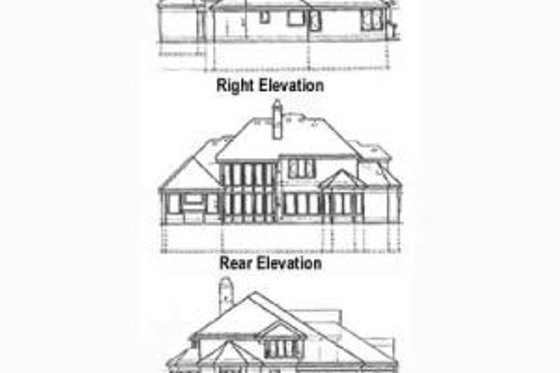 Exterior - Rear Elevation for European House Plan #67-205 - 4 bed, 4 bath