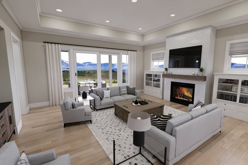 House Blueprint - Interior - Family Room 2 for Farmhouse House Plan #51-1283 - 3 bed, 3.5 bath