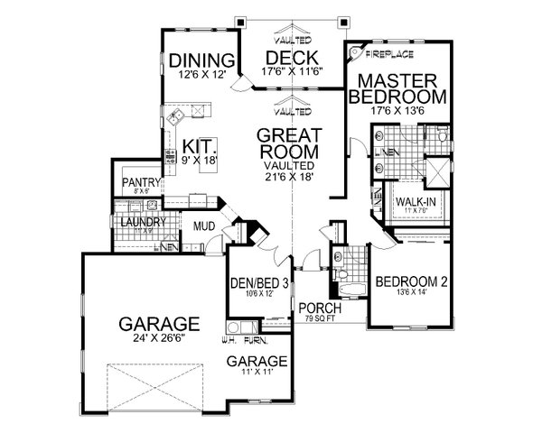 Architectural House Design - Craftsman Floor Plan - Main Floor Plan #112-305