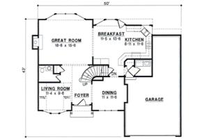 Floor Plan - Main Floor for European House Plan #67-509 - 4 bed, 3.5 bath