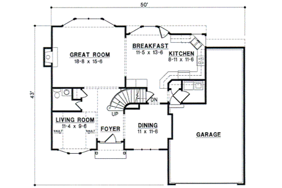 Floor Plan - Main Floor for European House Plan #67-509 - 4 bed, 3.5 bath