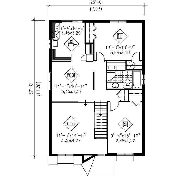 Contemporary Floor Plan - Upper Floor Plan #25-373