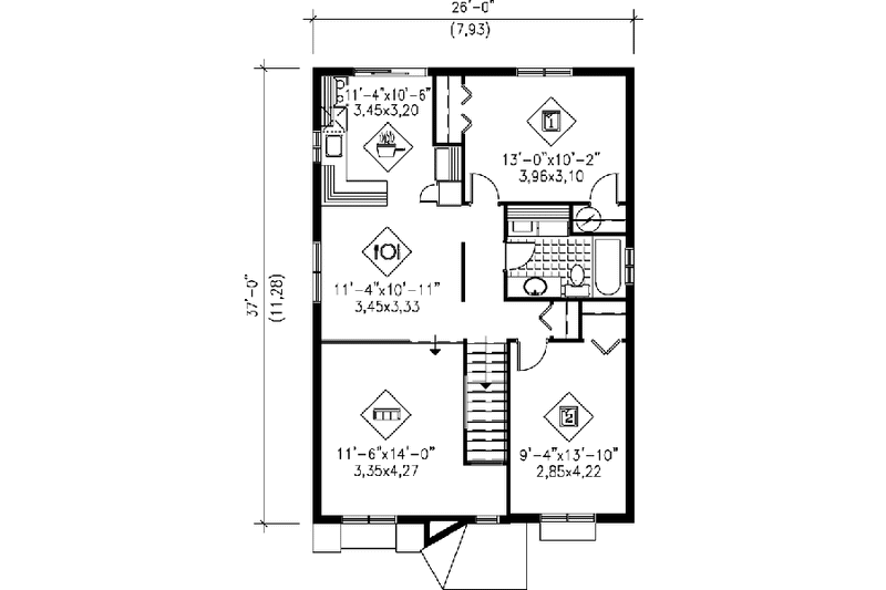 Dream House Plan - Floor Plan - Upper Floor for Contemporary House Plan #25-373 - 2 bed, 1 bath