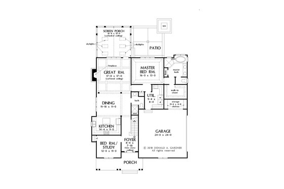 Floor Plan - Main Floor for Farmhouse House Plan #929-1069 - 4 bed, 3 bath
