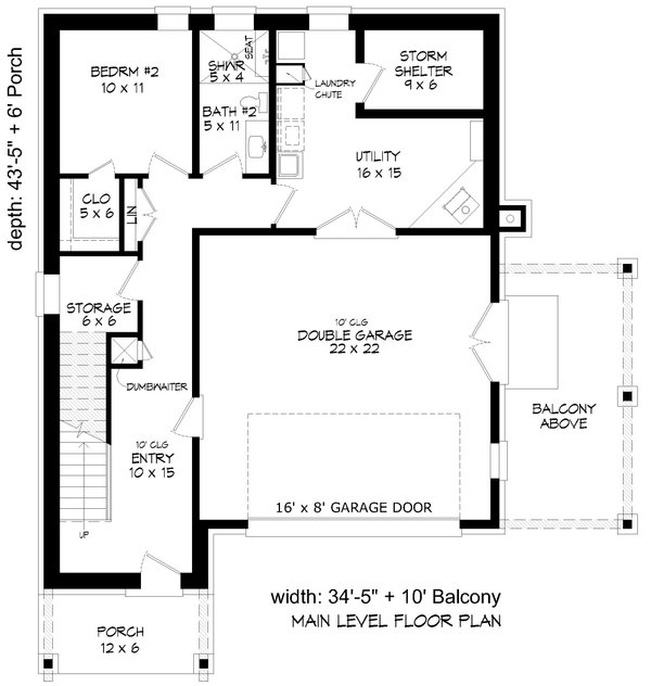 Modern Floor Plan - Main Floor Plan #932-993