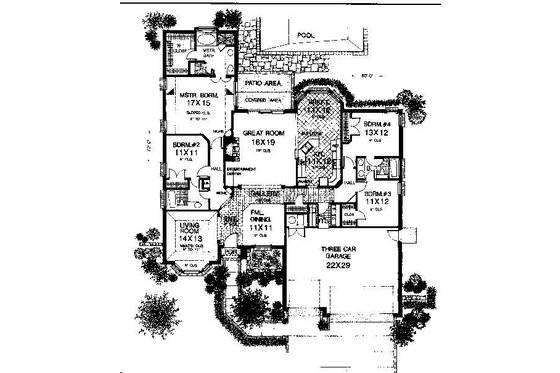 Floor Plan - Main Floor for European House Plan #310-741 - 4 bed, 3 bath