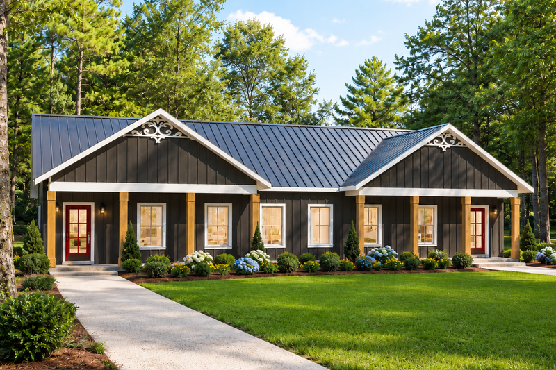 House Blueprint - Exterior - Front Elevation 2 for Farmhouse House Plan #44-303 - 4 bed, 4 bath