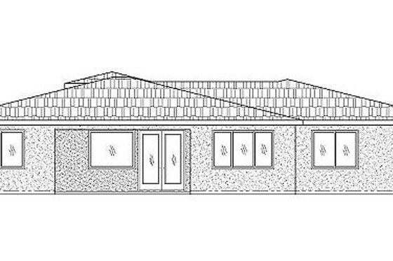 Exterior - Rear Elevation for Adobe / Southwestern House Plan #24-290 - 4 bed, 2.5 bath