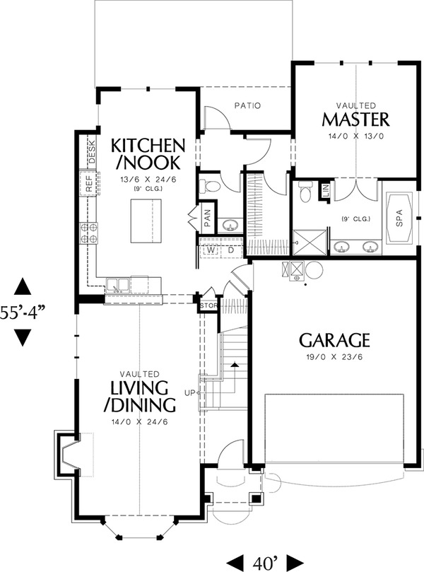 Architectural House Design - Main Level Floor plan - 2200 square foot Cottage plan