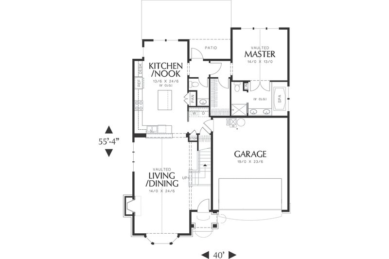 Architectural House Design - Main Level Floor plan - 2200 square foot Cottage plan