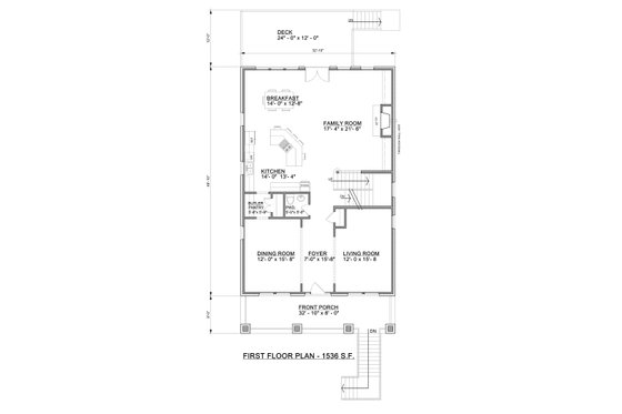 Floor Plan - Main Floor for Craftsman House Plan #30-341 - 4 bed, 4.5 bath
