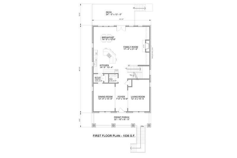 Architectural House Design - Floor Plan - Main Floor for Craftsman House Plan #30-341 - 4 bed, 4.5 bath