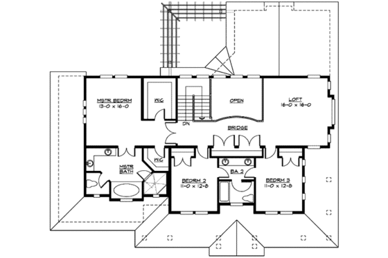 Floor Plan - Upper Floor for Craftsman House Plan #132-155 - 3 bed, 2.5 bath