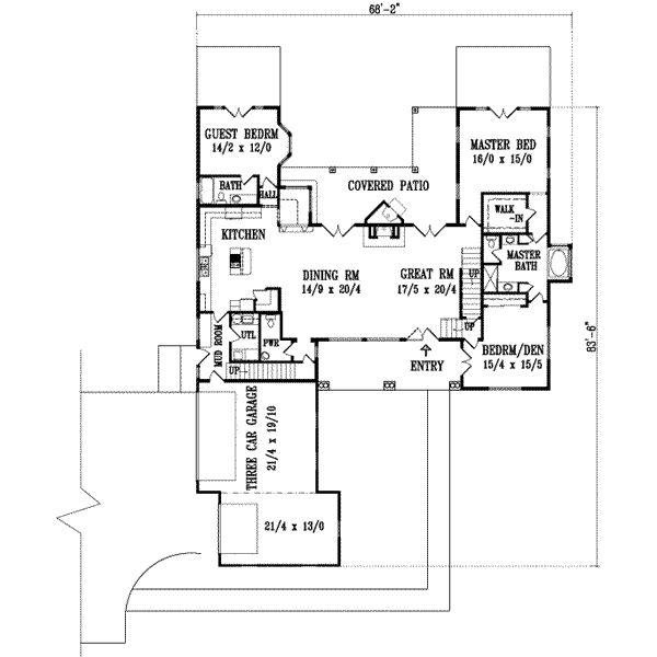 House Blueprint - Traditional Floor Plan - Main Floor Plan #1-869