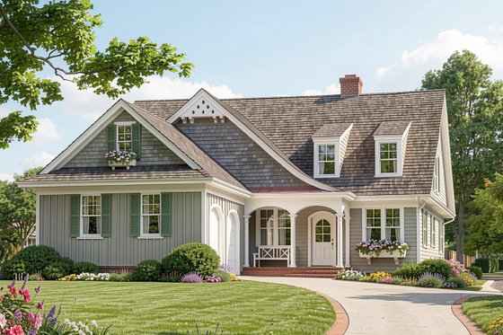 Exterior - Front Elevation for Cottage House Plan #137-260 - 3 bed, 4 bath