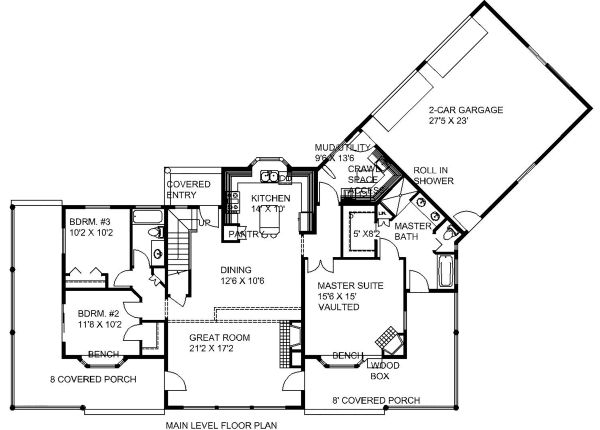 Craftsman Floor Plan - Main Floor Plan #117-880