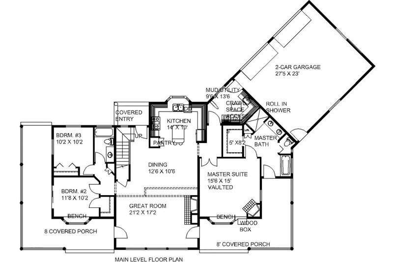 Home Plan - Floor Plan - Main Floor for Craftsman House Plan #117-880 - 3 bed, 2 bath