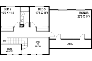 Floor Plan - Upper Floor for Country House Plan #60-832 - 3 bed, 2.5 bath