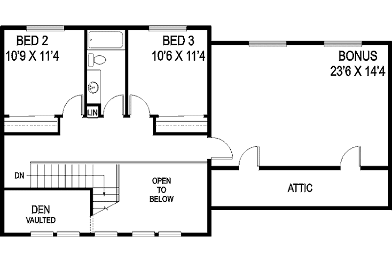 Home Plan - Floor Plan - Upper Floor for Country House Plan #60-832 - 3 bed, 2.5 bath