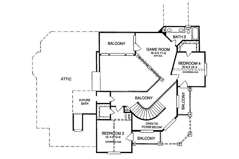 Home Plan - Floor Plan - Upper Floor for Classical House Plan #952-37 - 4 bed, 3.5 bath