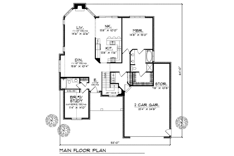 Home Plan - Floor Plan - Main Floor for European House Plan #70-760 - 4 bed, 4 bath